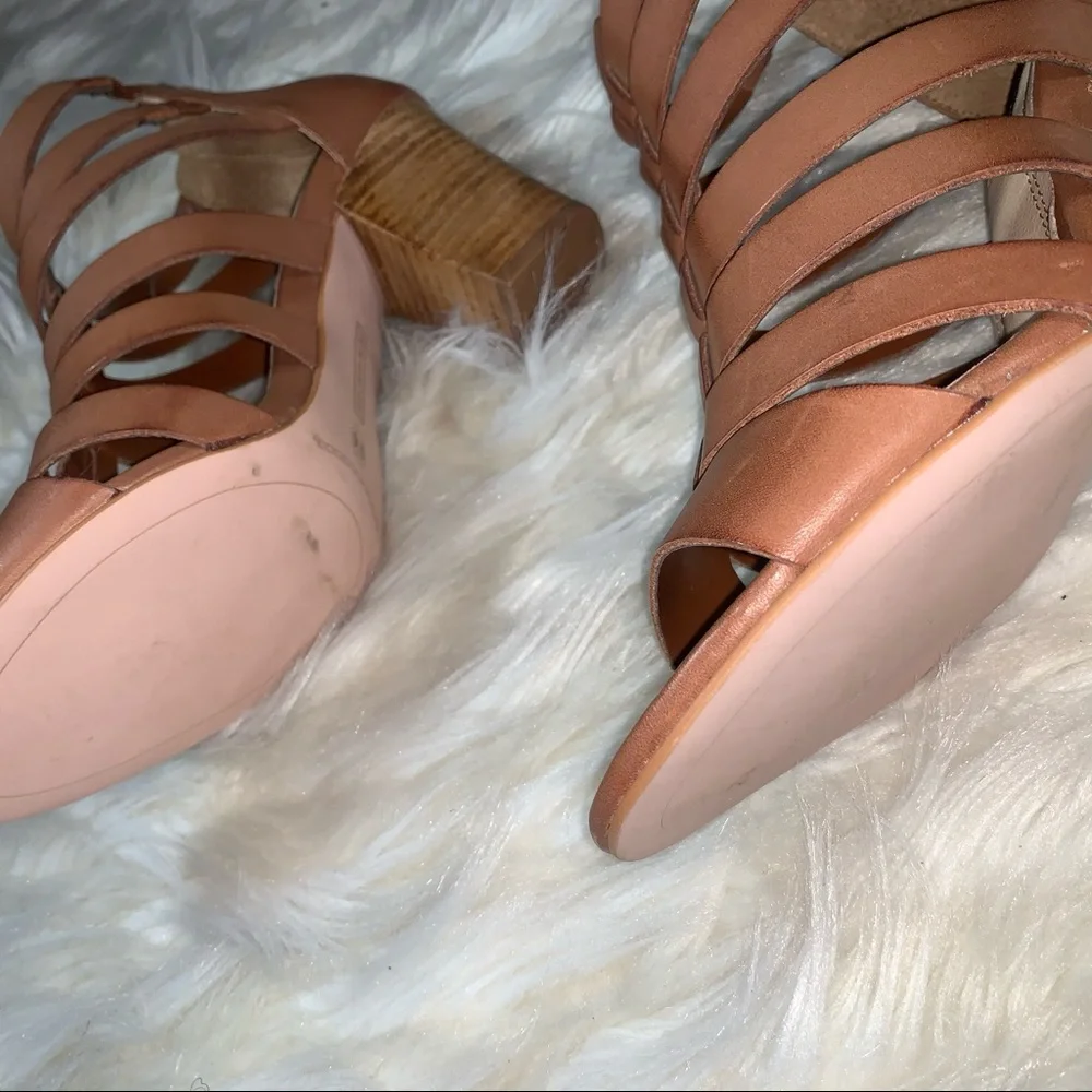 Steven by Steve Madden Brown Leather Caged Heels | Strappy Pumps | 9.5
